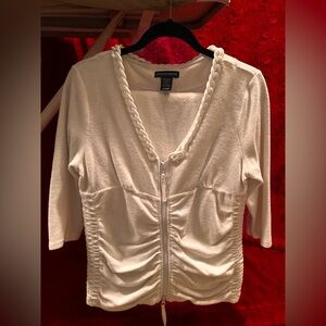 Boston Proper White Braided Zip-Up Top and Pants